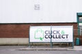 London, England / UK - February 28th 2020: Click and collect online internet supermarket shopping pick up point