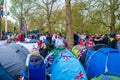 People camping and waiting for King Charles III coronation London