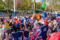 People camping and waiting for King Charles III coronation in London, England, UK