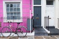 London, England, UK - typical colored british house and a bicycle Royalty Free Stock Photo