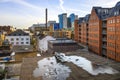 London, United Kingdom - Panoramic view of the Whitechapel district of East London with fusion of traditional and modernistic