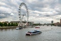 View of the London Eye at sunset, is a cantilevered observation wheel on the South Bank of the River Thames in London. Royalty Free Stock Photo