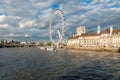 View of the London Eye at sunset, is a cantilevered observation wheel on the South Bank of the River Thames in London. Royalty Free Stock Photo