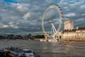 View of the London Eye at sunset, is a cantilevered observation wheel on the South Bank of the River Thames in London. Royalty Free Stock Photo