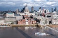 LONDON, ENGLAND, View from a tall building to St Paul`s Cathedral