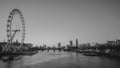 London Eye and Big ben Black and White at night Royalty Free Stock Photo