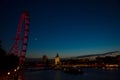 London Eye and Big Ben in the Central London within sunset time. Royalty Free Stock Photo