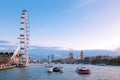 London Eye with Big Ben at dusk Royalty Free Stock Photo