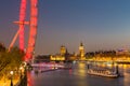 London Eye, Big Ben and Houses of parliament in London, UK. Royalty Free Stock Photo