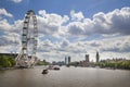 London eye Big Ben and Houses of Parliament on Thames river Royalty Free Stock Photo