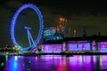 London Eye colorful at night