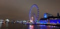 London eye england night light ferry water river Royalty Free Stock Photo