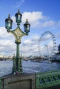 The London Eye ferris wheel on the South Bank of River Thames aka Millennium Wheel. Royalty Free Stock Photo
