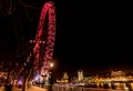 London Eye Giant Ferris Wheel illuminated at night in London, UK Royalty Free Stock Photo