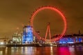 London Eye Giant Ferris Wheel illuminated at night in London, UK Royalty Free Stock Photo