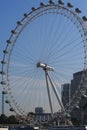 The London Eye with glass pods transporting tourists around the wheel, affords panoramic views over the City of London Royalty Free Stock Photo