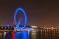 London Eye in London at night Royalty Free Stock Photo