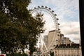 The London Eye, or the Millennium Wheel, is a cantilevered observation wheel on the South Bank of the River Thames Royalty Free Stock Photo