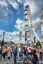 The London Eye observation wheel, on a busy summer afternoon