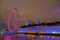 London Eye on River Thames at Night Royalty Free Stock Photo