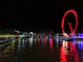 London Eye and river Thames at night Royalty Free Stock Photo