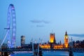 London Eye Side View with Big Ben Royalty Free Stock Photo