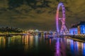 London Eye Night time reflection on Water Royalty Free Stock Photo