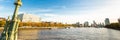 The London Eye on the South Bank of the River Thames at night in London, England. Web banner in panoramic view Royalty Free Stock Photo