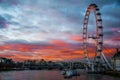 London eye at sunset