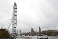 London eye,Westminster Bridge and houses of Parliament Royalty Free Stock Photo