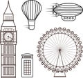 London famous buildings and other graphic elements set