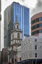 St Botolph-without-Bishopsgate, busy exterior set against modern offices LONDON, UNITED KINGDOM, Architect