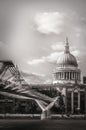 A London fine art landscape for print from Millennium Bridge to St. Paul Chatedral Royalty Free Stock Photo