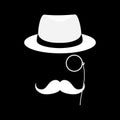 London gentleman with hat and monocle.Secret agent. Businessman, mafia, detective. Vector cartoon illustration Royalty Free Stock Photo