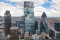 London Gherkin building Modern office blocks City of London, business and banking aria.