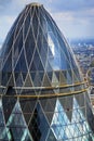 London Gherkin top view with cityscape in background Royalty Free Stock Photo