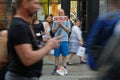 Street preaching among the crowd Royalty Free Stock Photo