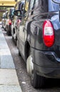 London, Great Britain. April 12, 2019. Kensington street. Cab parking. London cab is considered the best taxi in the Royalty Free Stock Photo