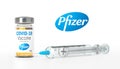 London. Great Britain - 6 December 2020: Coronavirus vaccine developed in labolatory of Pfizer.