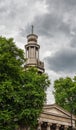 Tower and Pediment of St. Pancras New Church, London, Great Britain Royalty Free Stock Photo