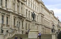 London, Great Britain -May 22, 2016: statue of Robert Clive and the Building of the Foreign and Commonwealth Office in the