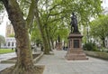 London, Great Britain -May 22, 2016: statues to Edward Geoffrey Smith Stanley and Benjamin Disraeli in the Parliament Square