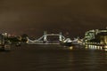 River Thames and Tower Bridge at night in London Great Britain Royalty Free Stock Photo