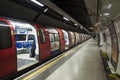 Nice details with train and open doors in Subway under London