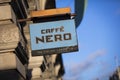 London, Greater London, United Kingdom, 7th February 2018, A sign and logo for caffe nero Royalty Free Stock Photo