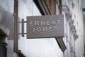 London, Greater London, United Kingdom, 7th February 2018, A sign and logo for Ernest Jones