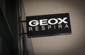 London, Greater London, United Kingdom, 7th February 2018, A sign and logo for Geox Respira Royalty Free Stock Photo