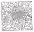 London and its environs vintage engraving Royalty Free Stock Photo