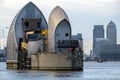 LONDON - JAN 10 : View of the Thames Barrier in London on Jan 10, 2016 Royalty Free Stock Photo