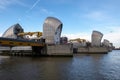 LONDON - JAN 10 : View of the Thames Barrier in London on Jan 10, 2016 Royalty Free Stock Photo